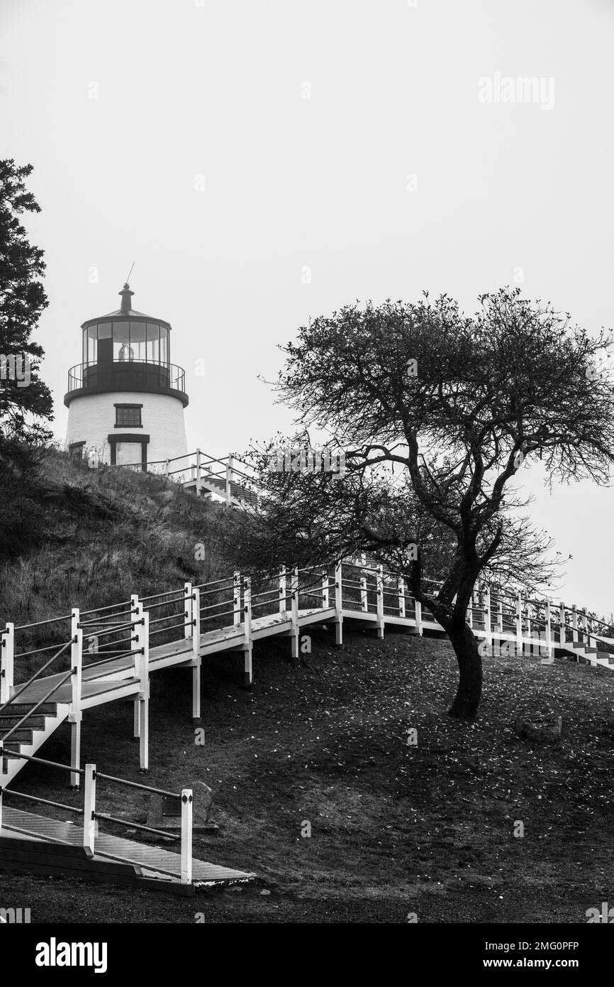 WOWL Heads Light protegge Roackland Harbor nella parte occidentale di Penobscot Bay Foto Stock