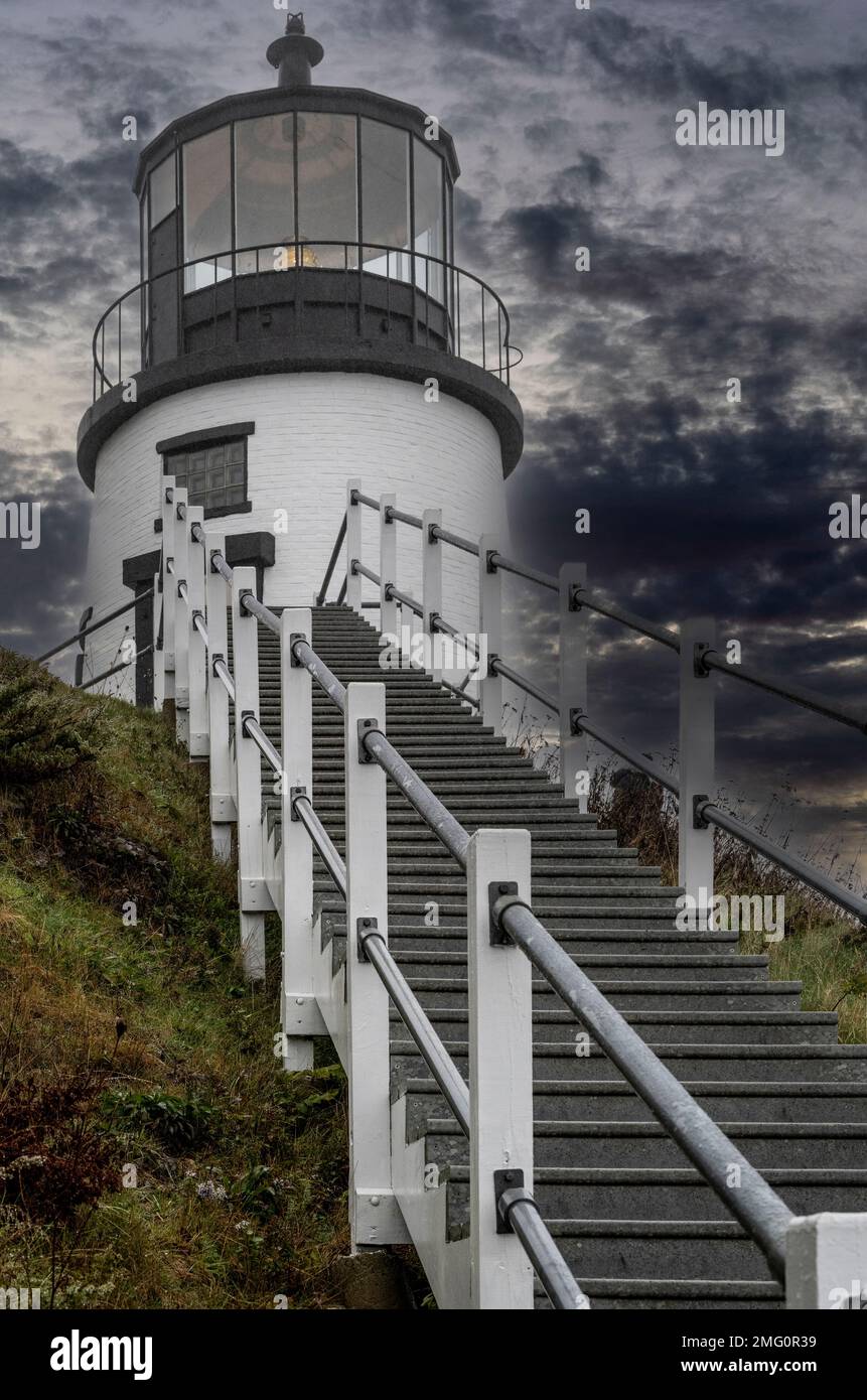 WOWL Heads Light protegge Roackland Harbor nella parte occidentale di Penobscot Bay Foto Stock