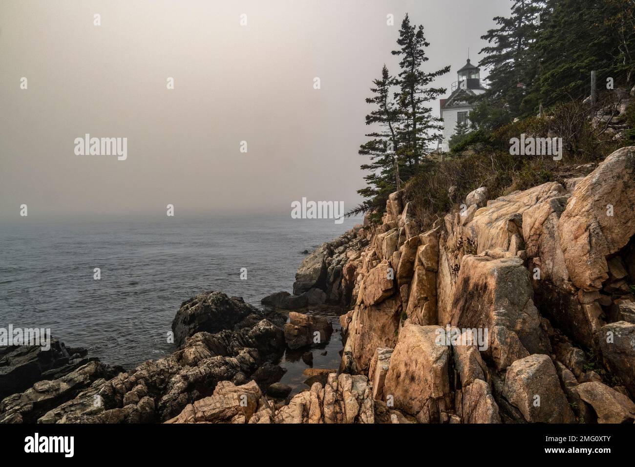 Bass Harbor Head Light è un faro situato all'interno dell'Acadia National Park, nella parte sud-occidentale di Mount Desert Island, Maine, che segna l'ingresso Foto Stock