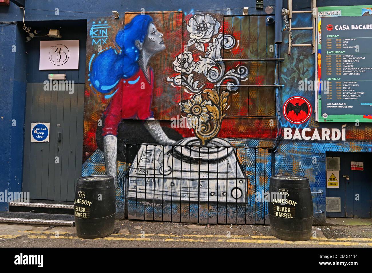 Murale dipinto in Venue35 spazio eventi, 34 Anne's Ln, Dublino, D02 X098 Foto Stock