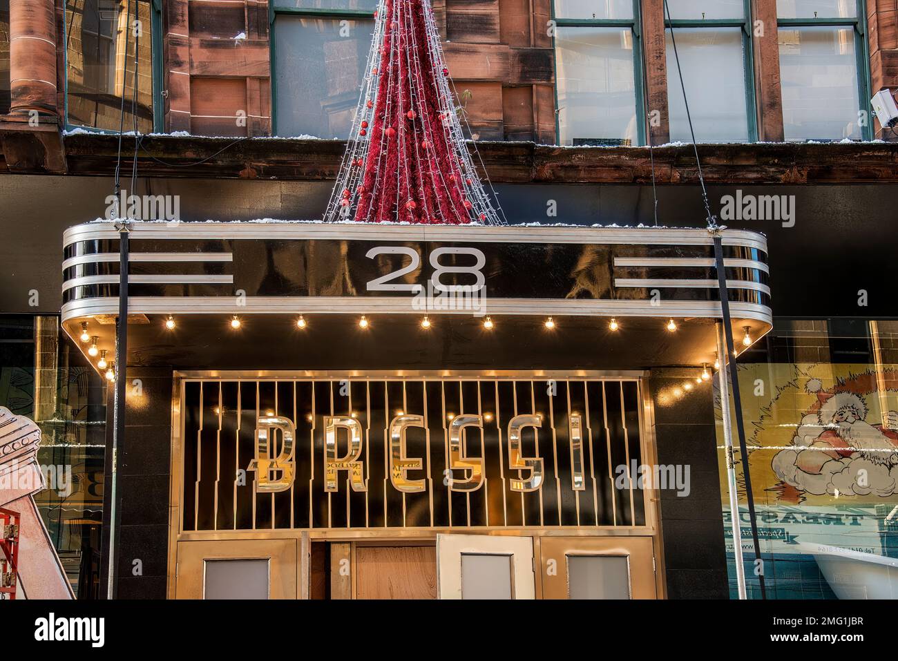 Ingresso al Bressi Restaurant sulla città di Gotham a Glasgow, Scozia. Foto Stock