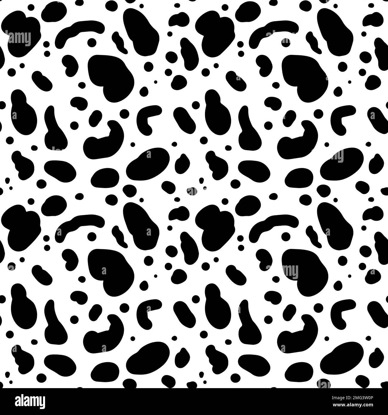 Modello di mucca senza giunture. Cartoni animati neri. Dalmatin o moo pelle. Illustrazione Vettoriale