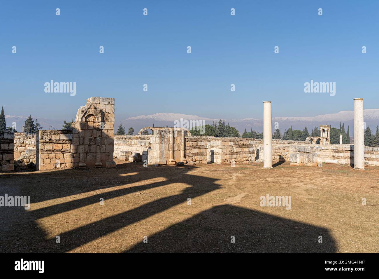 Rovine della città antica Anjar, valle di Bekaa, Libano Foto Stock