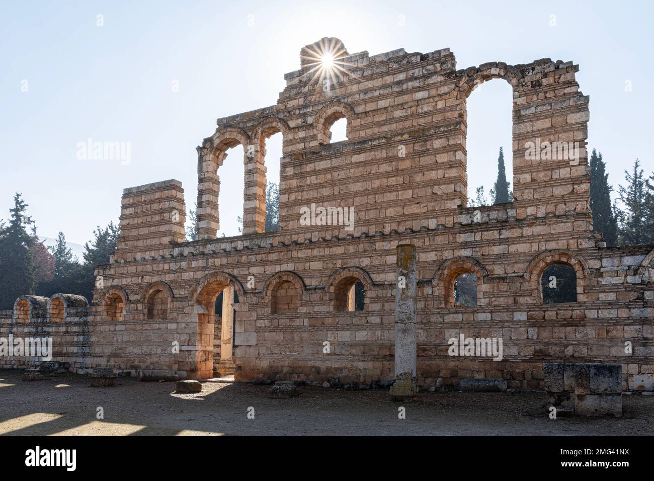 Rovine della città antica Anjar, valle di Bekaa, Libano Foto Stock