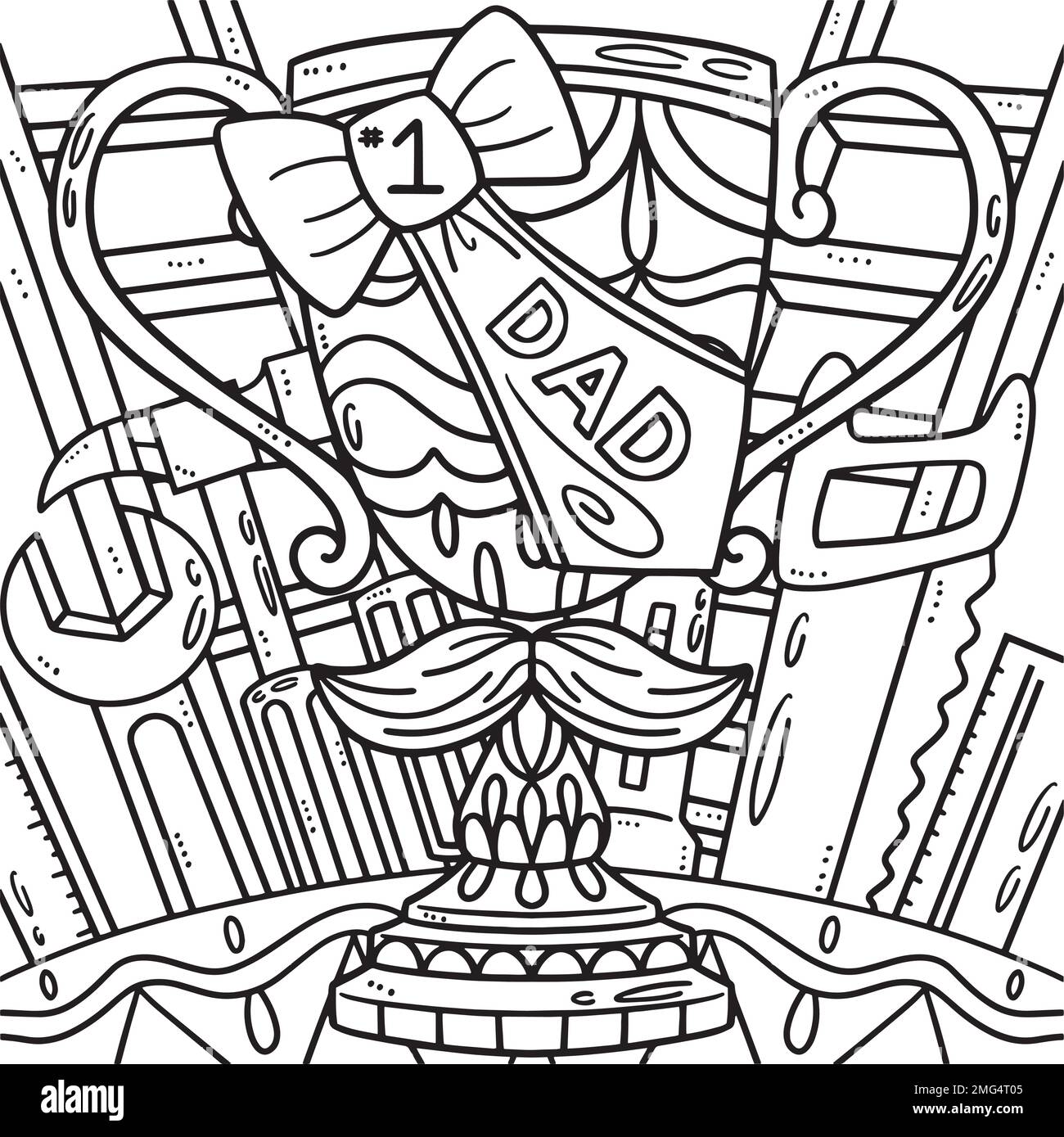 Pagina da colorare del Trofeo papà del giorno dei padri per i bambini Illustrazione Vettoriale