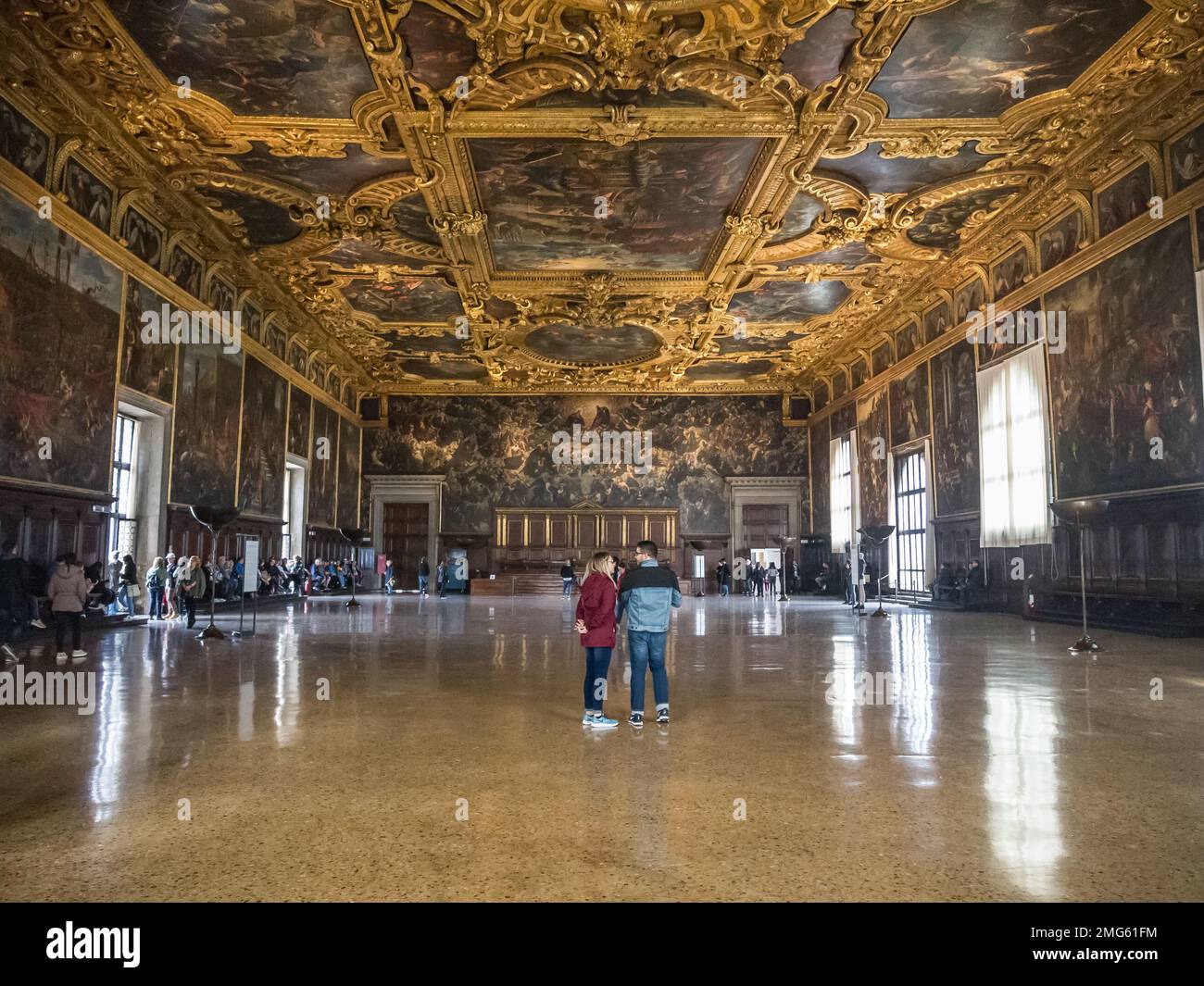 Grande Sala del Consiglio, Palazzo Ducale, Venezia, Italia Foto Stock
