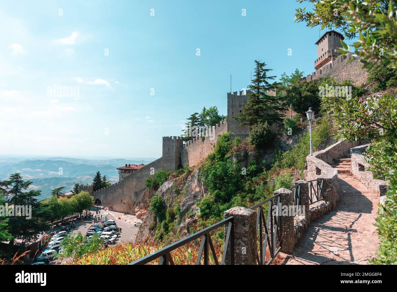 Fortezza di Guaita nella Repubblica di San Marino Foto Stock