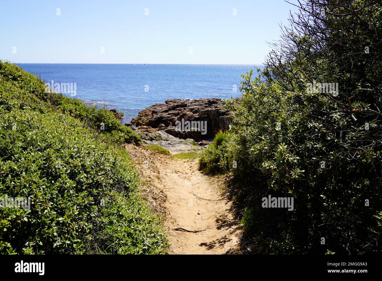 Accesso sentiero di sabbia a Talmont-Saint-Hilaire mare atlantico spiaggia a vendee francia Foto Stock