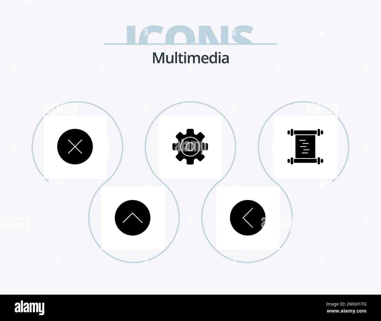 Multimedia Glyph Icon Pack 5 Icon Design. storia. lettore multimediale. lettore. media. multimedia Illustrazione Vettoriale