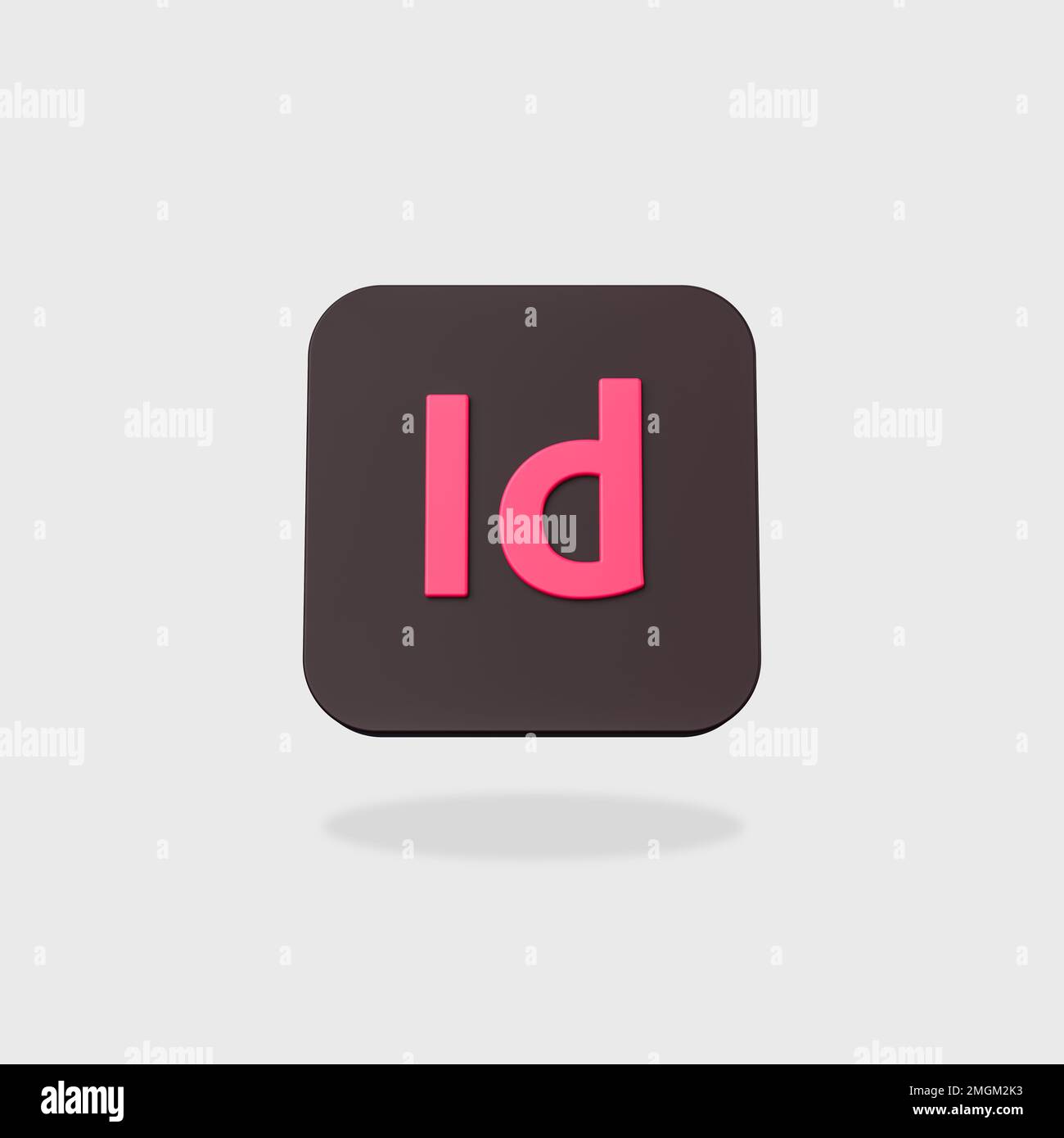 Icona dell'applicazione Adobe InDesign su sfondo grigio piatto Foto Stock