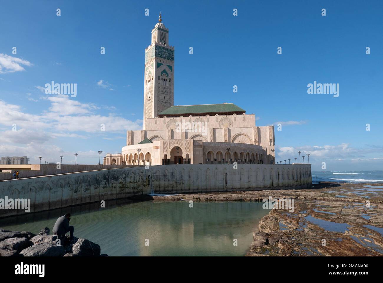 Casablanca ha la nuova sorprendente moschea Hassan 2. La più grande moschea funzionante in Africa, 7th nel mondo e 2nd minareto più alto. Foto Stock