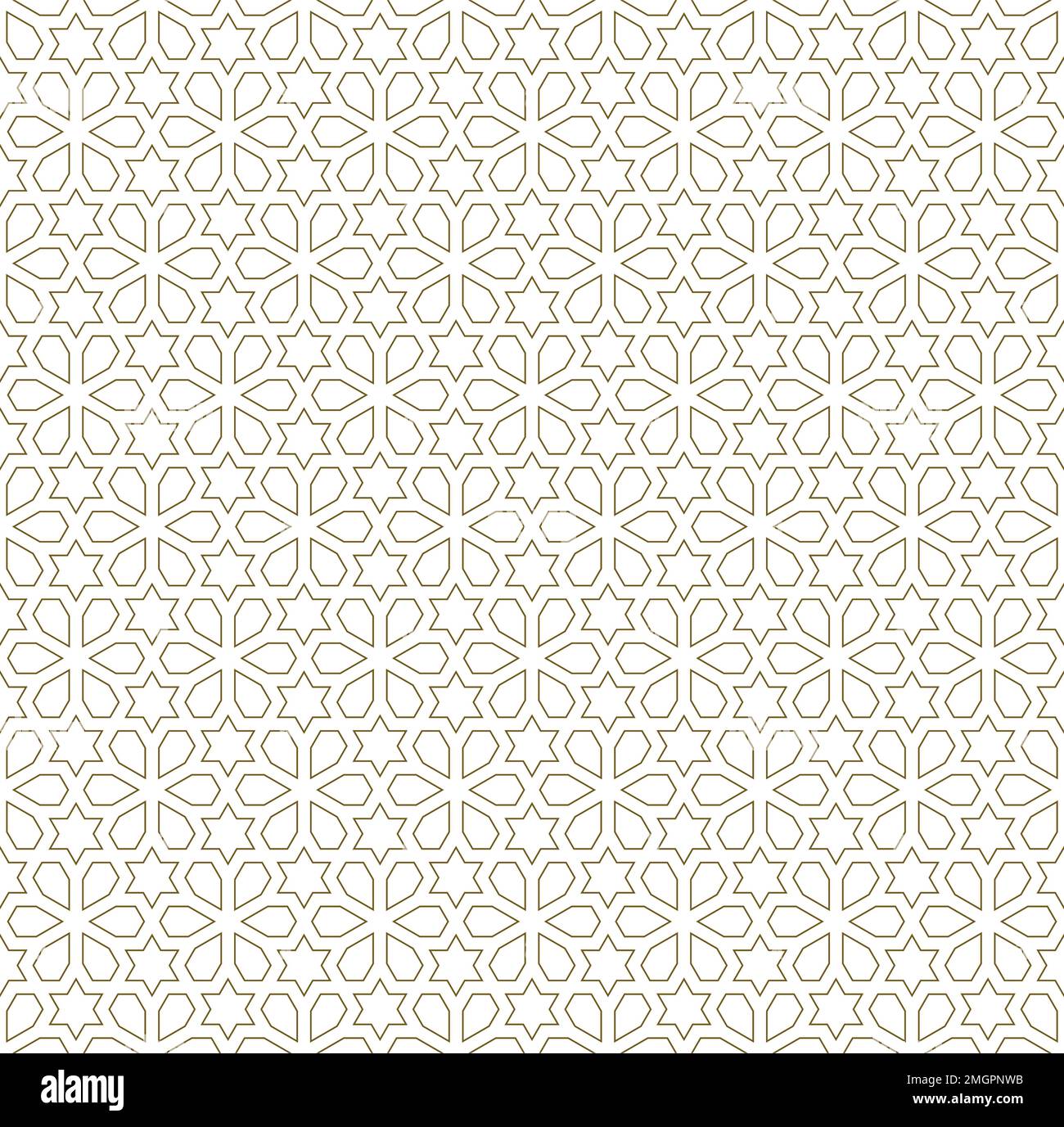Ornamento geometrico senza cuciture basato sulle tradizionali linee marroni dell'arte islamica. Per tessuti, tessuti, copertine, carta da imballaggio, sfondo e lasercutting. Illustrazione Vettoriale