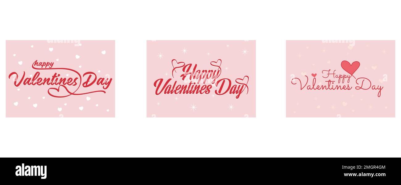 San Valentino elegante testo banner pennello, buon giorno di San Valentino e cuore rosso, sfondo giorno di San Valentino con motivo cuore, impostare modalità vettore piatto Illustrazione Vettoriale