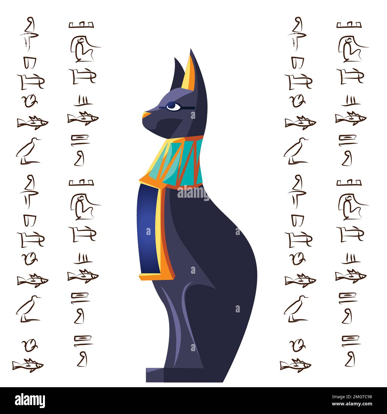 Acquerello Del Gatto Egiziano Di Bastet Simbolo Egitto Illustrazione Di - Foto 2