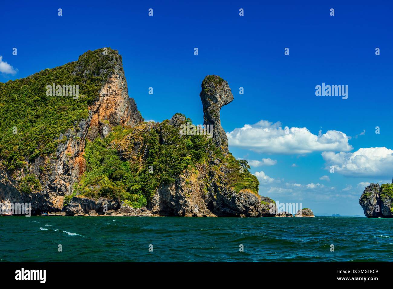 Un bellissimo scatto da un mare di scogliere boscose Foto Stock