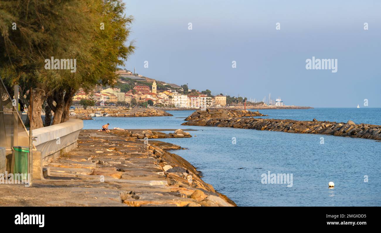 Impressione idilliaca intorno a Santo Stefano al Mare, comune della provincia di Imperia in Liguria Foto Stock