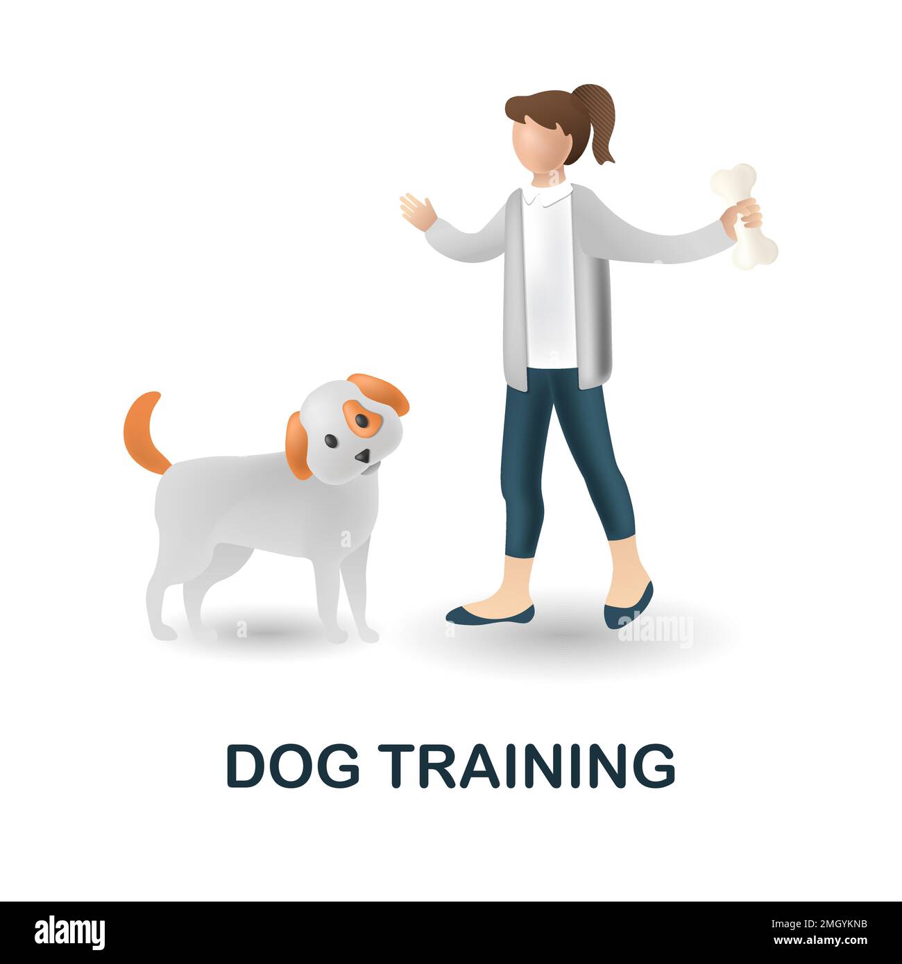 Icona addestramento cane. 3d illustrazione dalla collezione di animali domestici. Creative Dog Training 3D icona per web design, modelli, infografiche e altro ancora Illustrazione Vettoriale