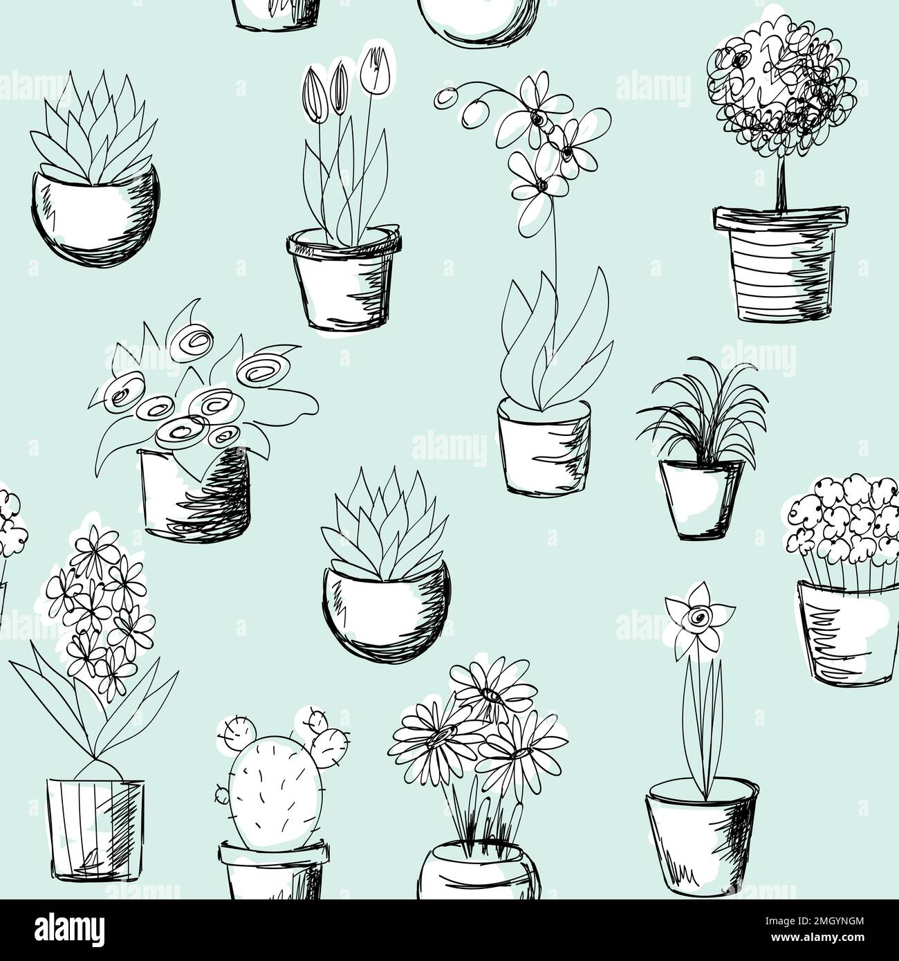 Modello senza soluzione di continuità con le piante Illustrazione Vettoriale