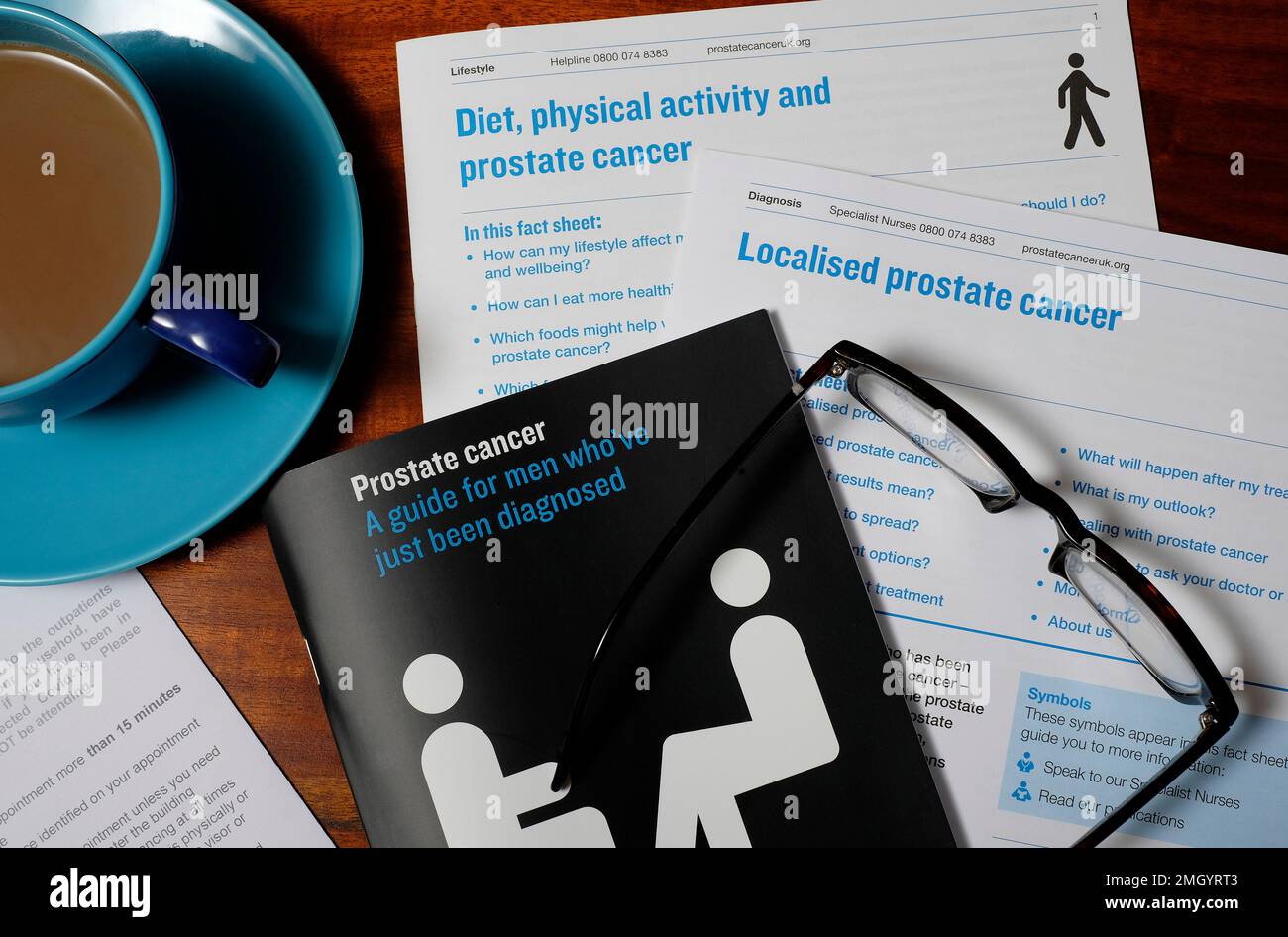 opuscoli informativi sul cancro alla prostata Foto Stock