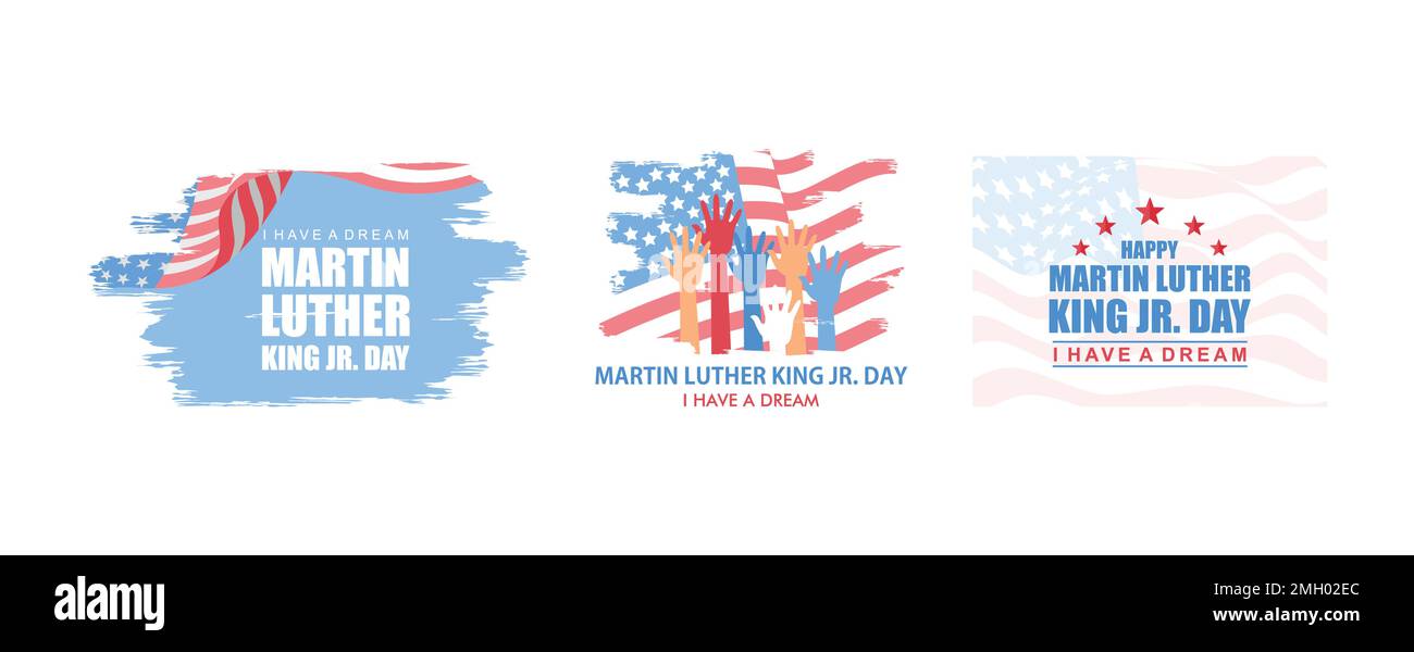 martin luther King Day banner design, Martin Luther King Jr. Giorno sfondo, felice Martin Luther King Day nazionale banner design festa, set f Illustrazione Vettoriale