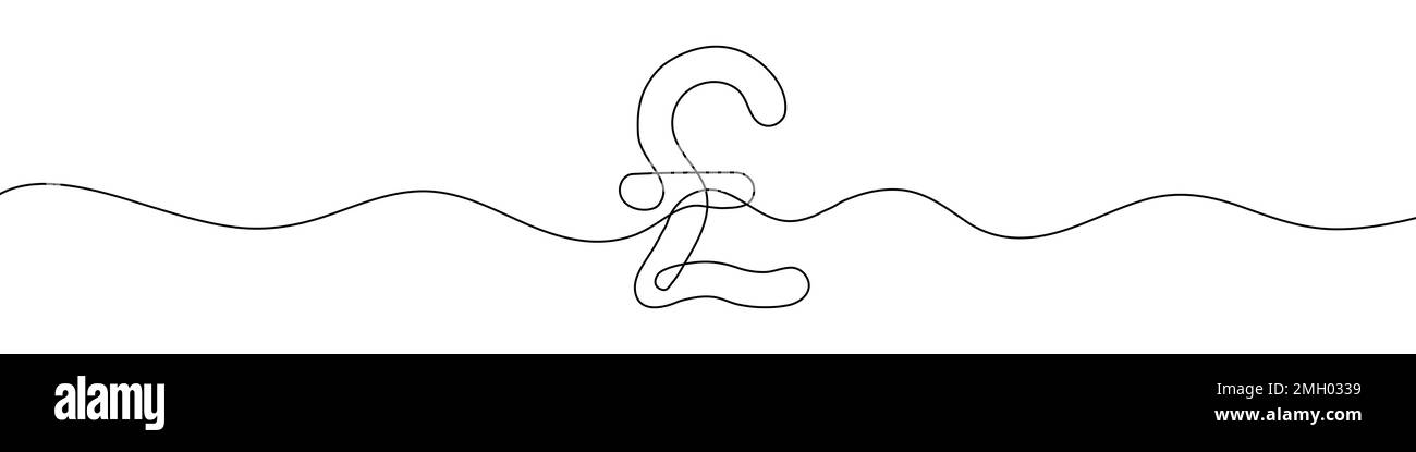 Disegno a linea continua del simbolo della sterlina. Linea arte di sterlina segno di moneta. Uno sfondo di disegno a una linea. Illustrazione vettoriale. Illustrazione Vettoriale