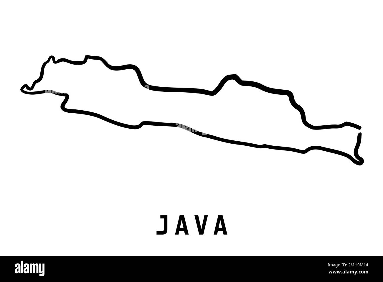 Mappa dell'isola di Java in Indonesia. Contorno semplice. Mappa di stile semplificata disegnata a mano da vettori. Illustrazione Vettoriale