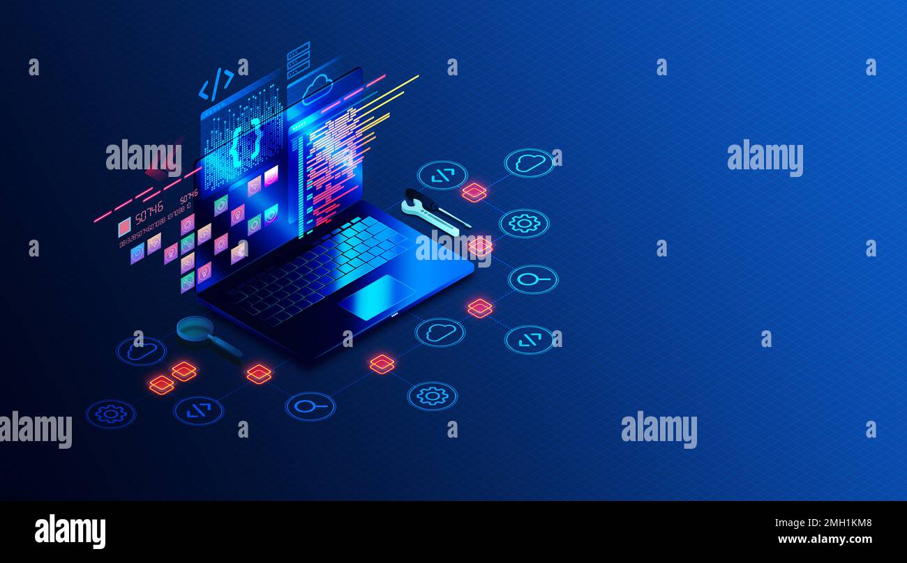 Kit di sviluppo software e Application Programming Interface Concept - SDK e API - Strumenti di sviluppo software e interfaccia - 3D Illustrazione Foto Stock