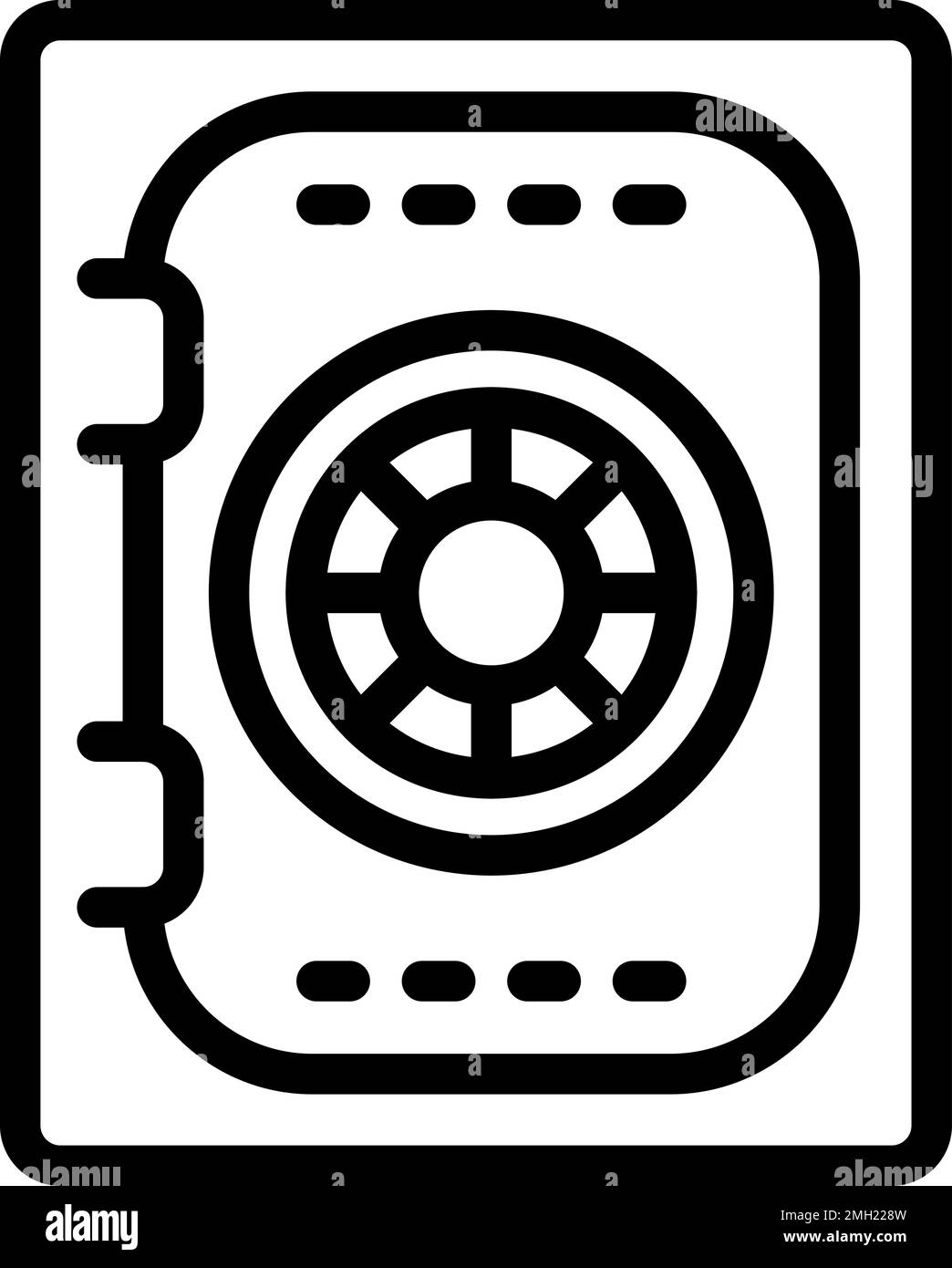Vettore contorno icona porta sottomarina. Blocco del design. Maniglia interna Illustrazione Vettoriale