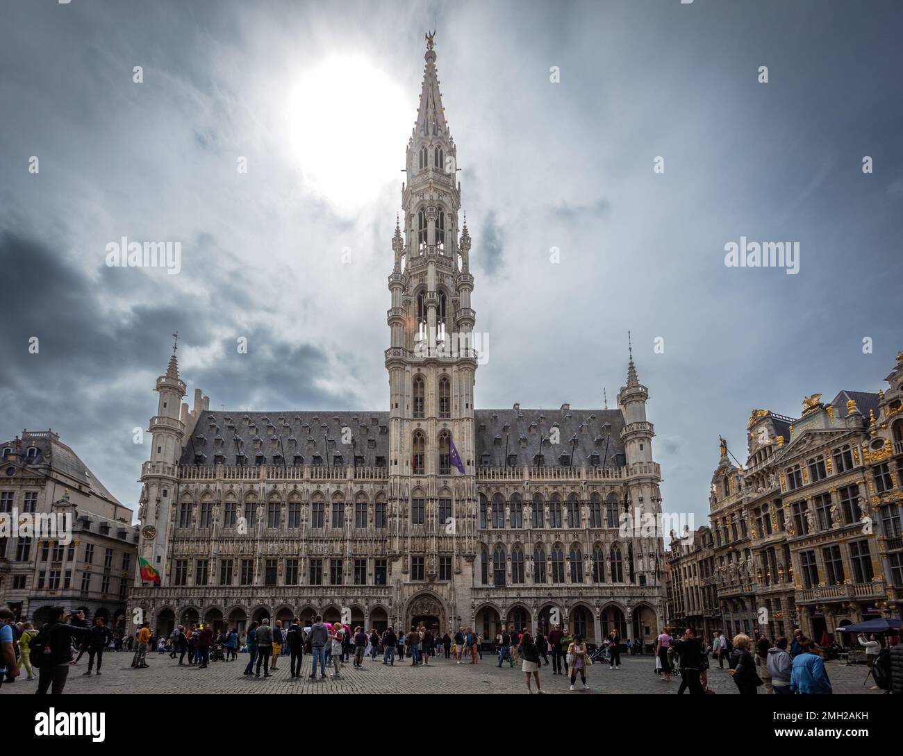 Il Municipio nella Grand Place di Bruxelles. Belgio. Foto Stock