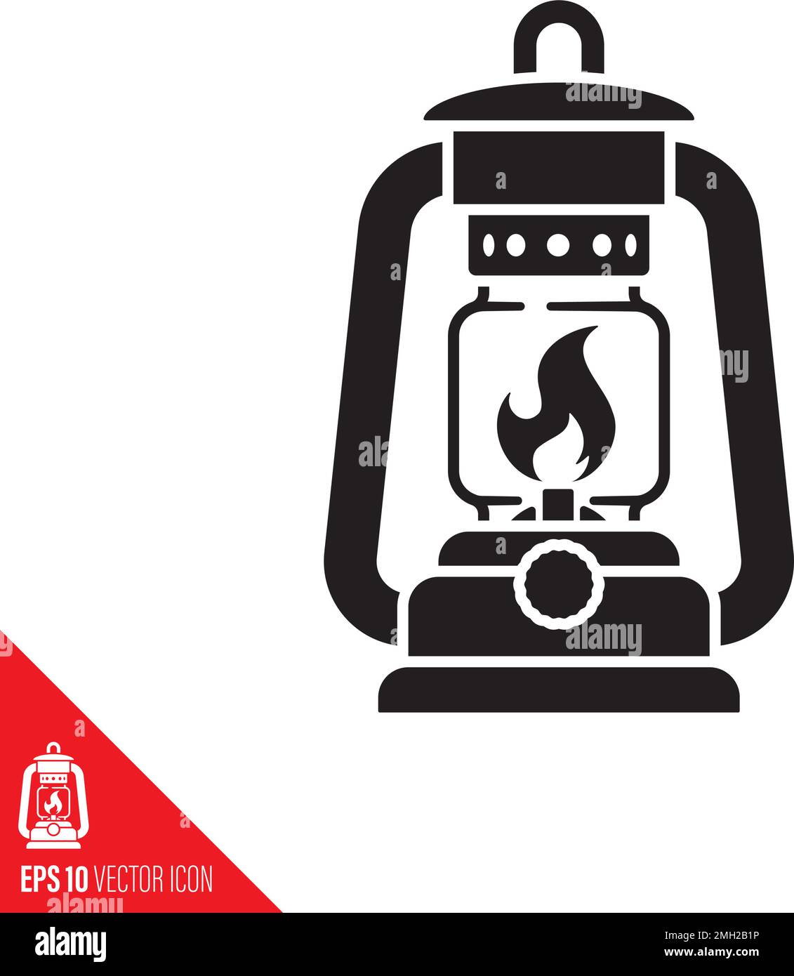 Icona del vettore lampada kerosene. Simbolo delle luci di combustione. Illustrazione Vettoriale