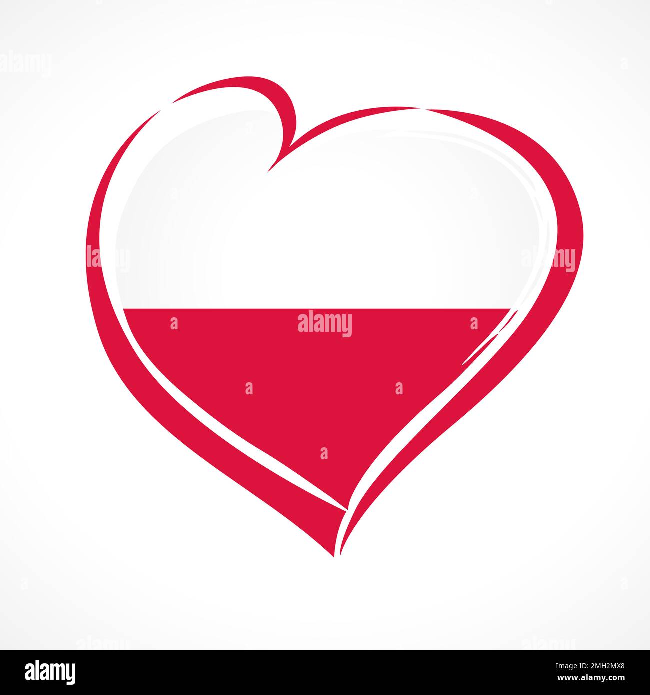 Emblema Love Poland. Bandiera polacca a forma di cuore, icona creativa. Illustrazione vettoriale Illustrazione Vettoriale