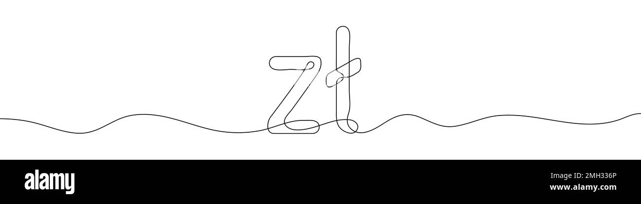 Disegno a linea continua del simbolo della valuta Zloty. Line art del simbolo di valuta zloty della Polonia. Illustrazione vettoriale. Illustrazione Vettoriale