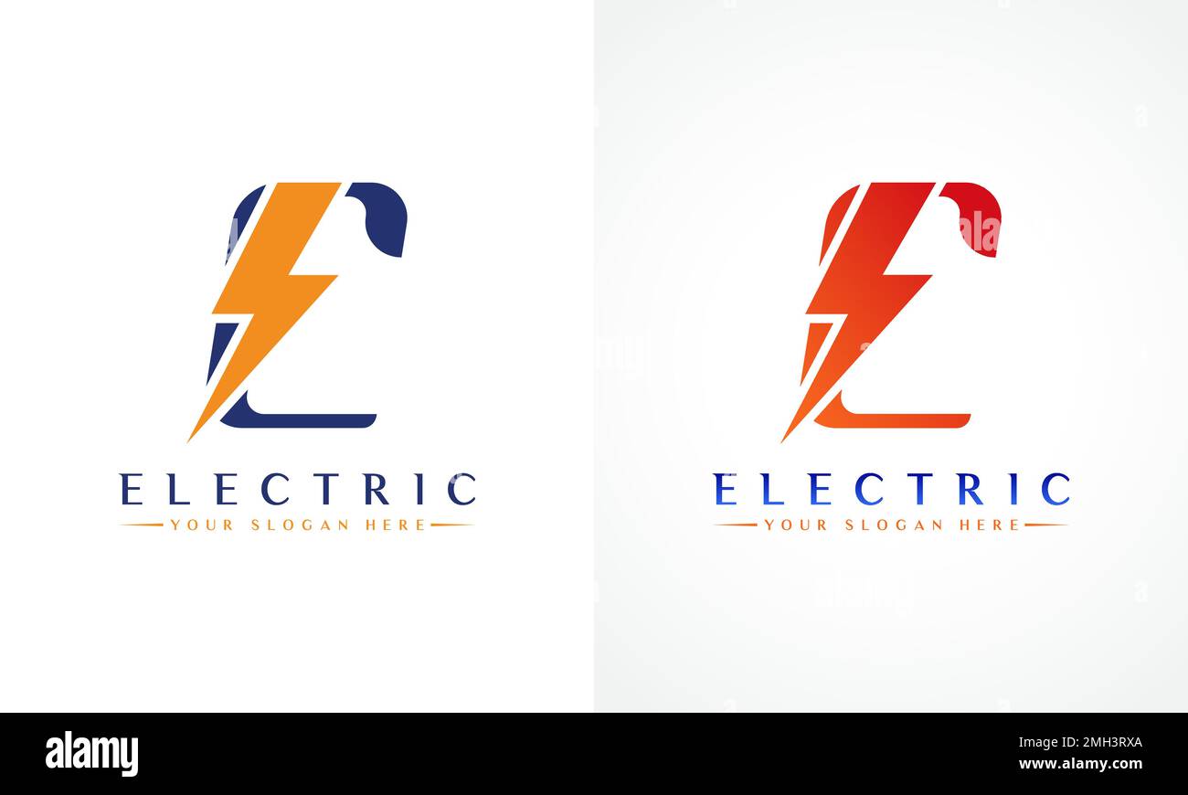 Logo lettera C con design a vettore Lightning Thunder Bolt. Illustrazione vettoriale del logo lettera C del bullone elettrico. Illustrazione Vettoriale