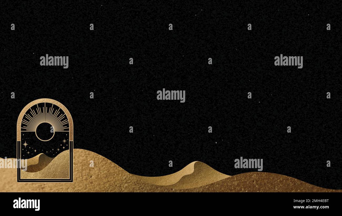 Mistica cornice d'oro in un vettore di sfondo terra da sogno Illustrazione Vettoriale