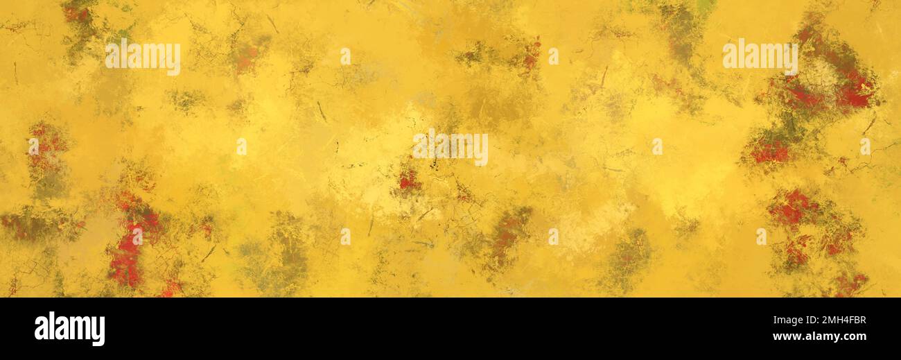 Sfondo rosso e giallo astratto vintage stressato parete texture dipinta in panoramico banner web intestazione sfondo carta da parati con design contemporaneo Foto Stock