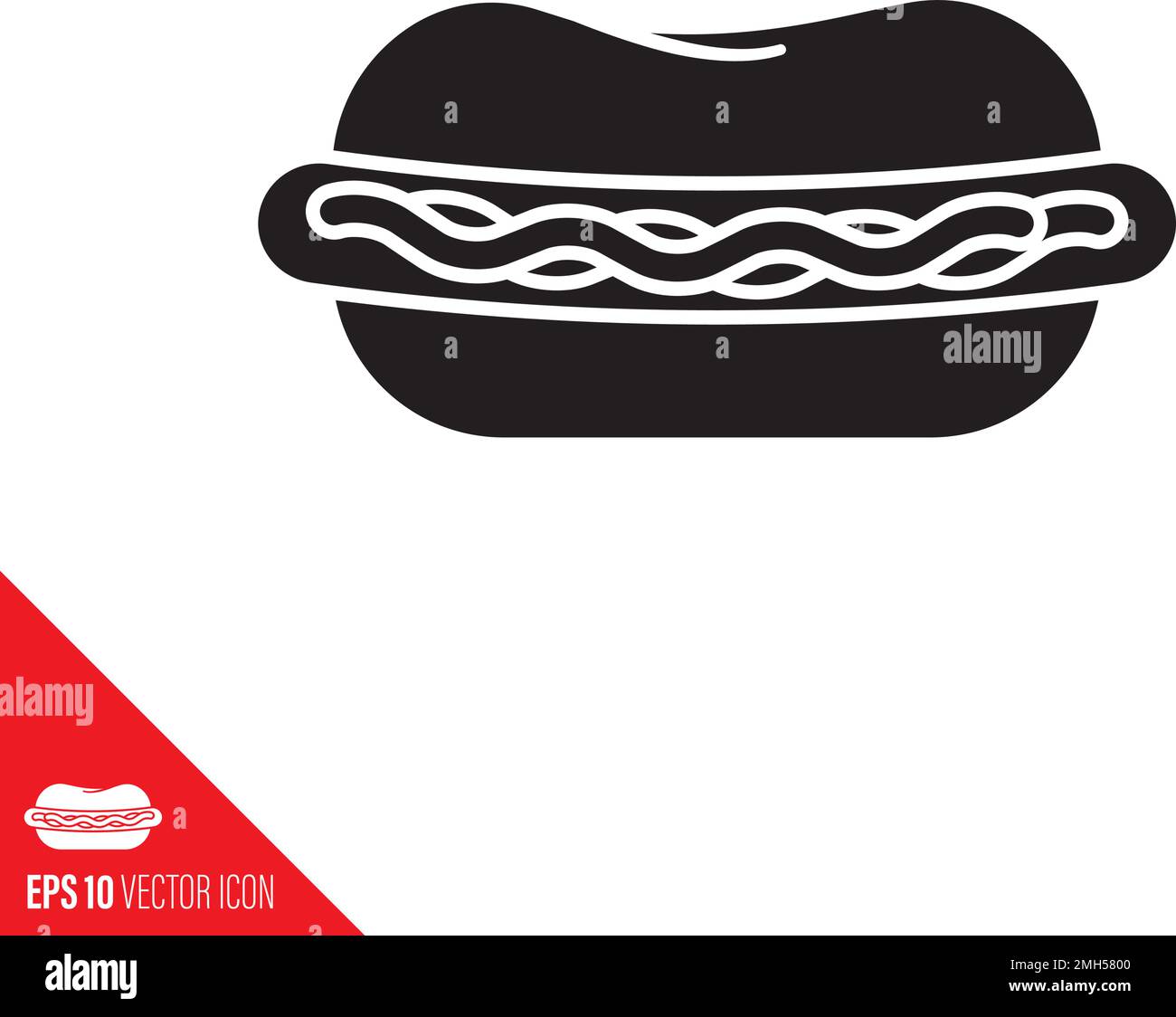 Hot Dog con ketchup e maionese o senape icona vettore. Simbolo del fast food. Illustrazione Vettoriale
