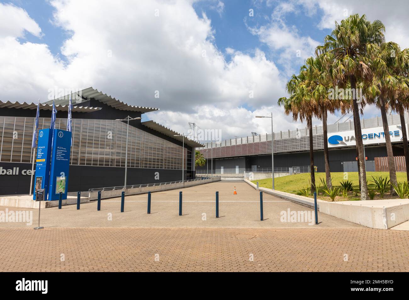 Sydney Olympic Park, Netball Central Sports Facility e Quay Centre, Sydney, NSW, Australia Foto Stock