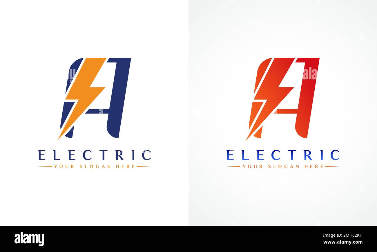 Un logo lettera con design Lightning Thunder Bolt Vector. Lettera elettrica del bullone Un'illustrazione vettoriale del logo. Illustrazione Vettoriale