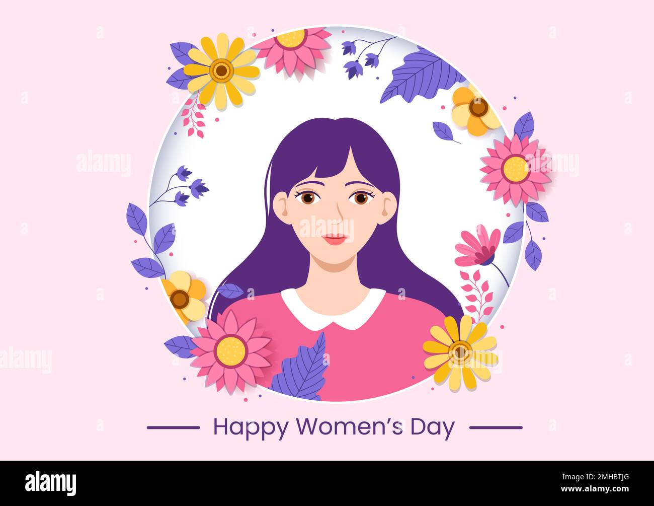 Giornata internazionale della donna il 8 marzo Illustrazione per celebrare i successi delle donne in Cartoon piano modelli di landing page disegnati a mano Illustrazione Vettoriale