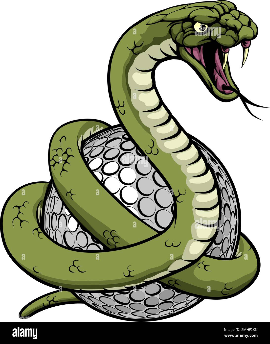 Snake Golf Ball Animal Sports Team Cartoon Mascot Illustrazione Vettoriale