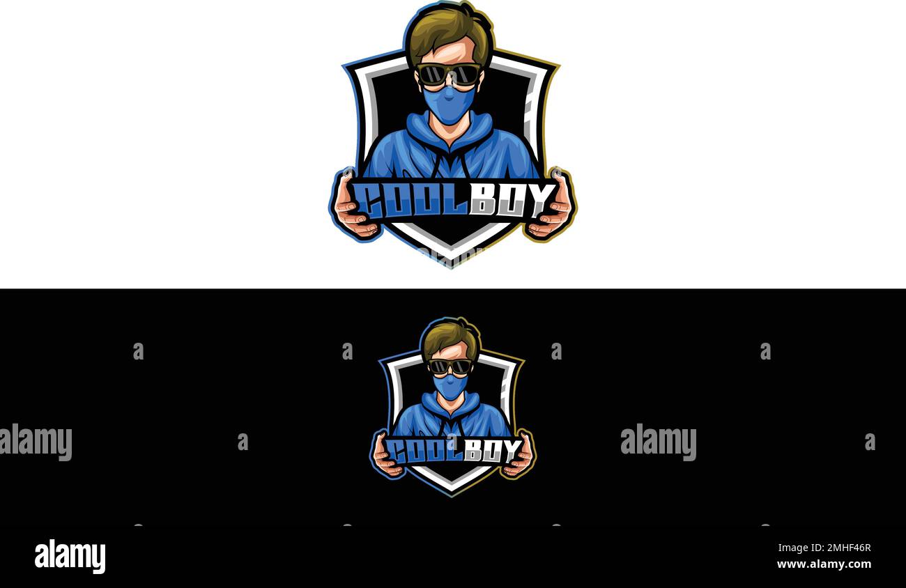Cool Boy Mascot Gaming Logo Illustrazione vettore Illustrazione Vettoriale