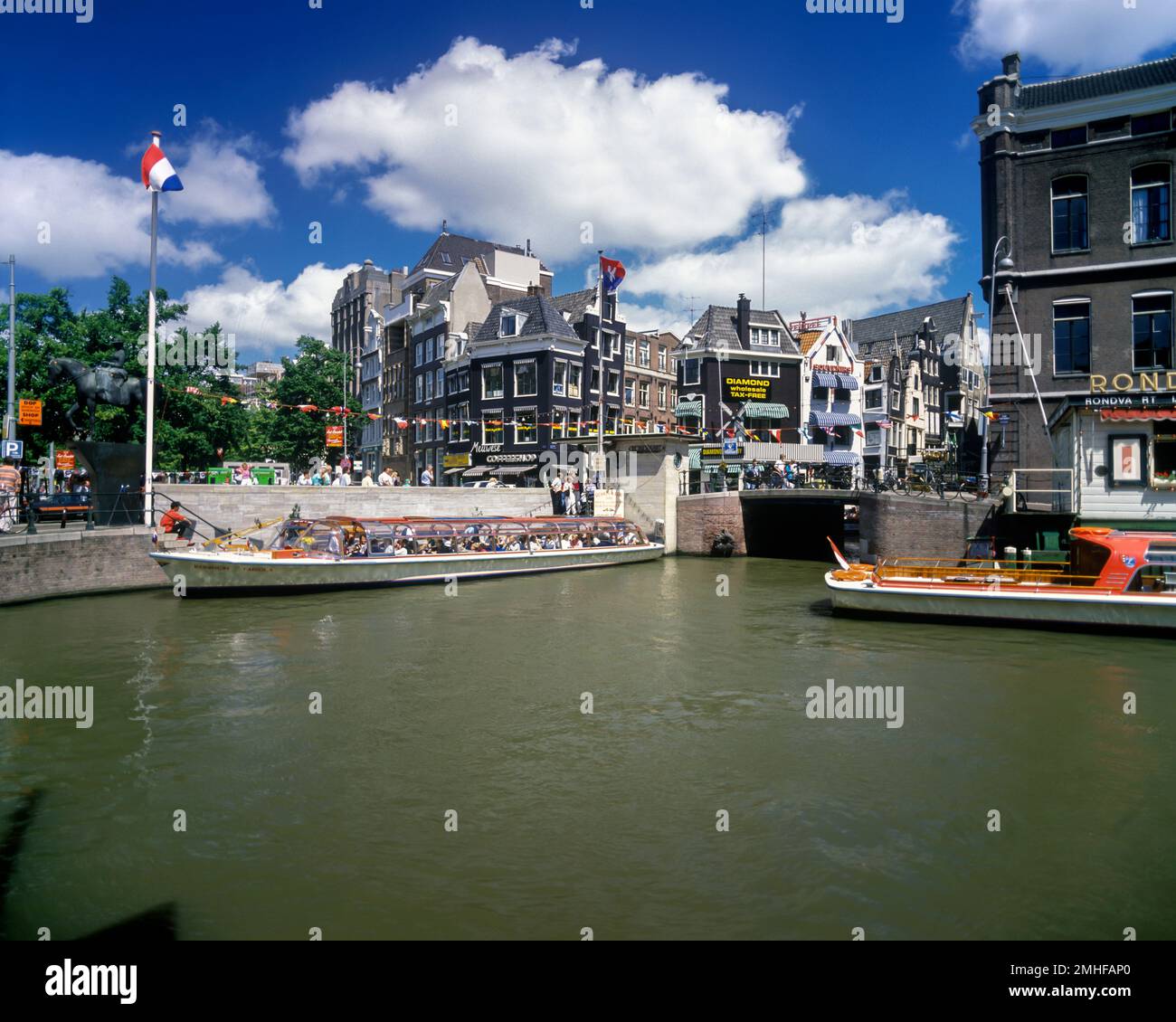 Escursione turistica tour in barca ROKIN STATION LANGER BRUG Amsterdam OLANDA Foto Stock