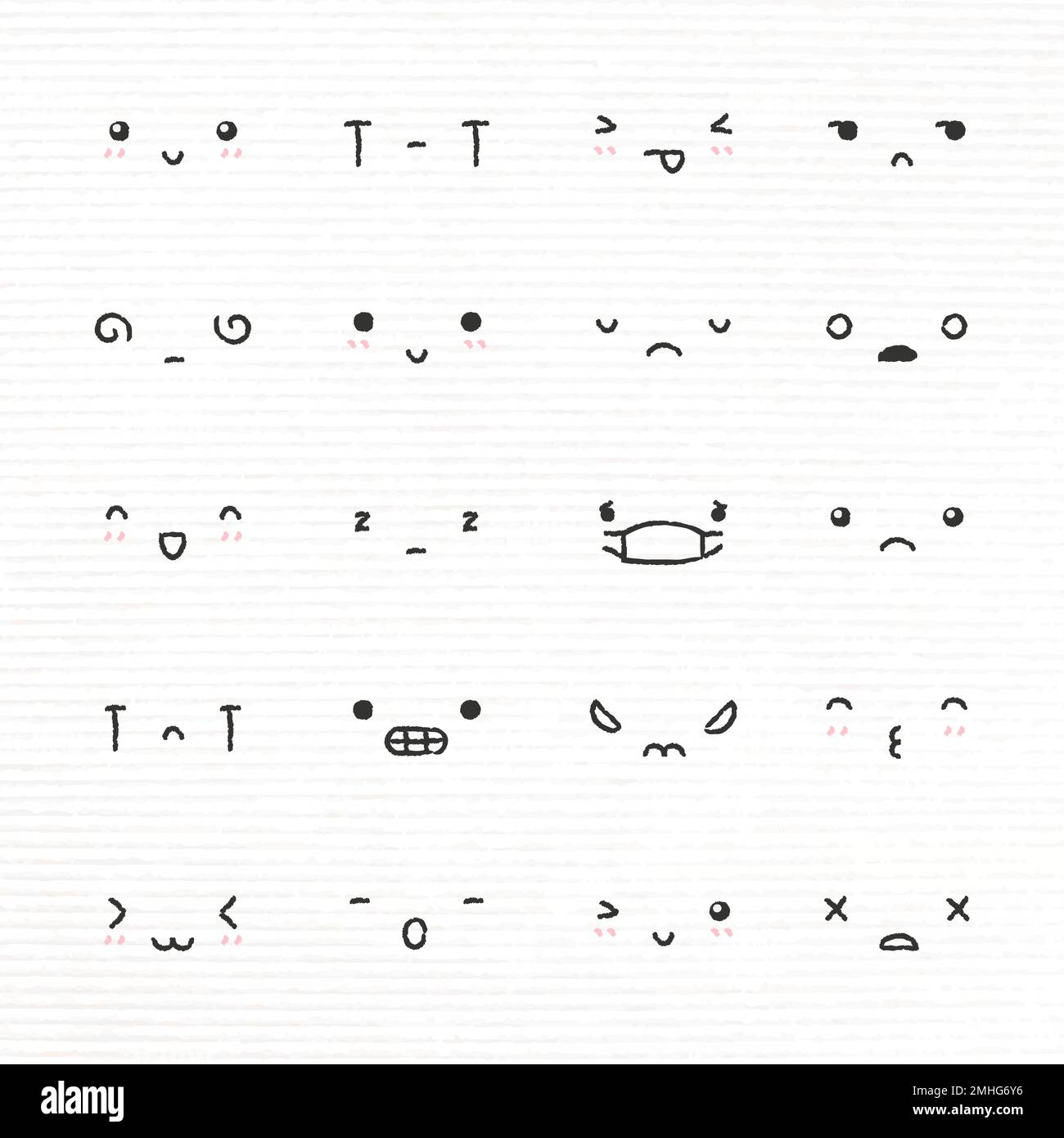 Simpatico vettore di elementi di design emoticon con diverse sensazioni in stile doodle set Illustrazione Vettoriale