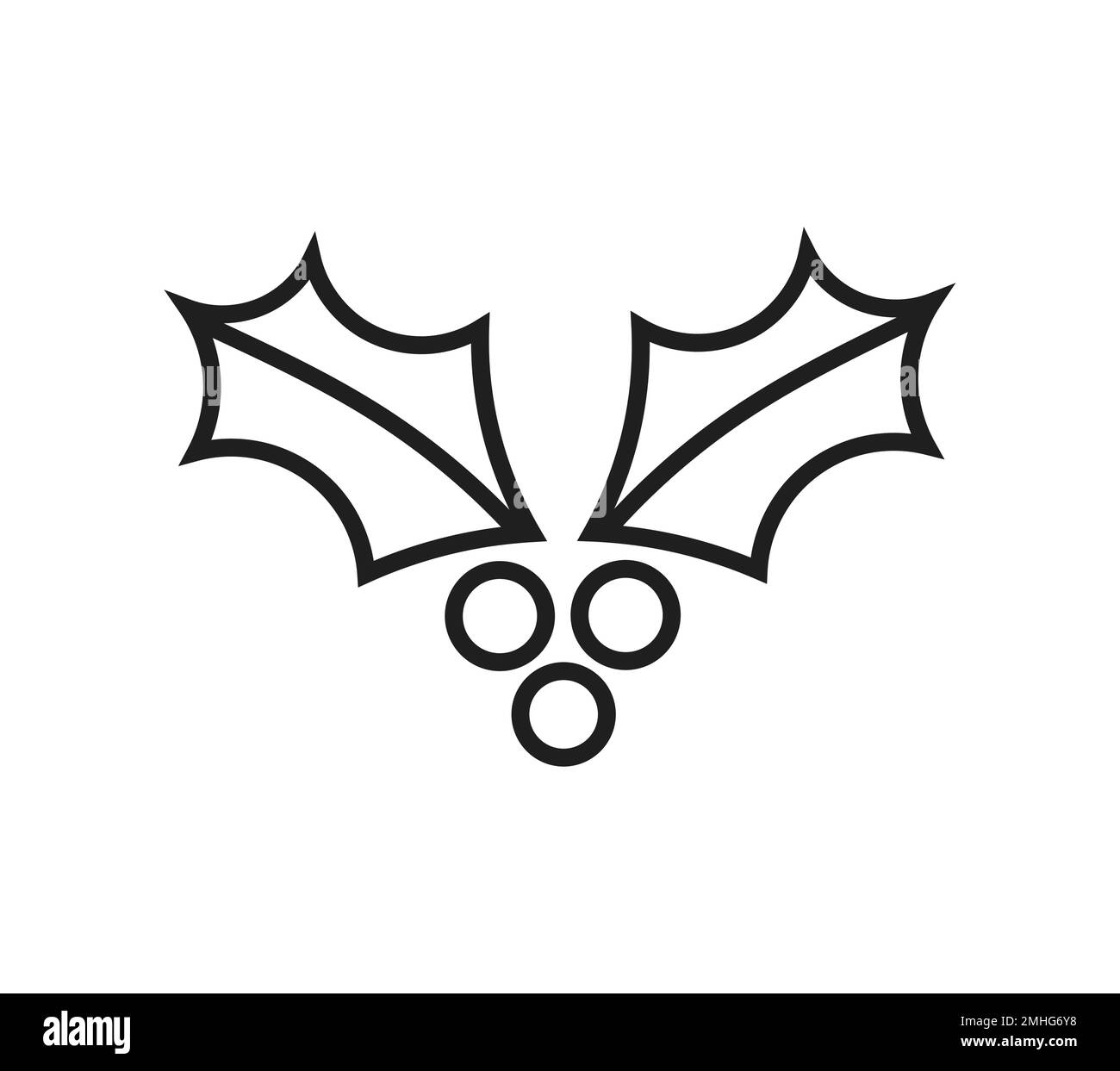 Natale agrifoglio bacche icona linea. Illustrazione Vettoriale. Illustrazione Vettoriale