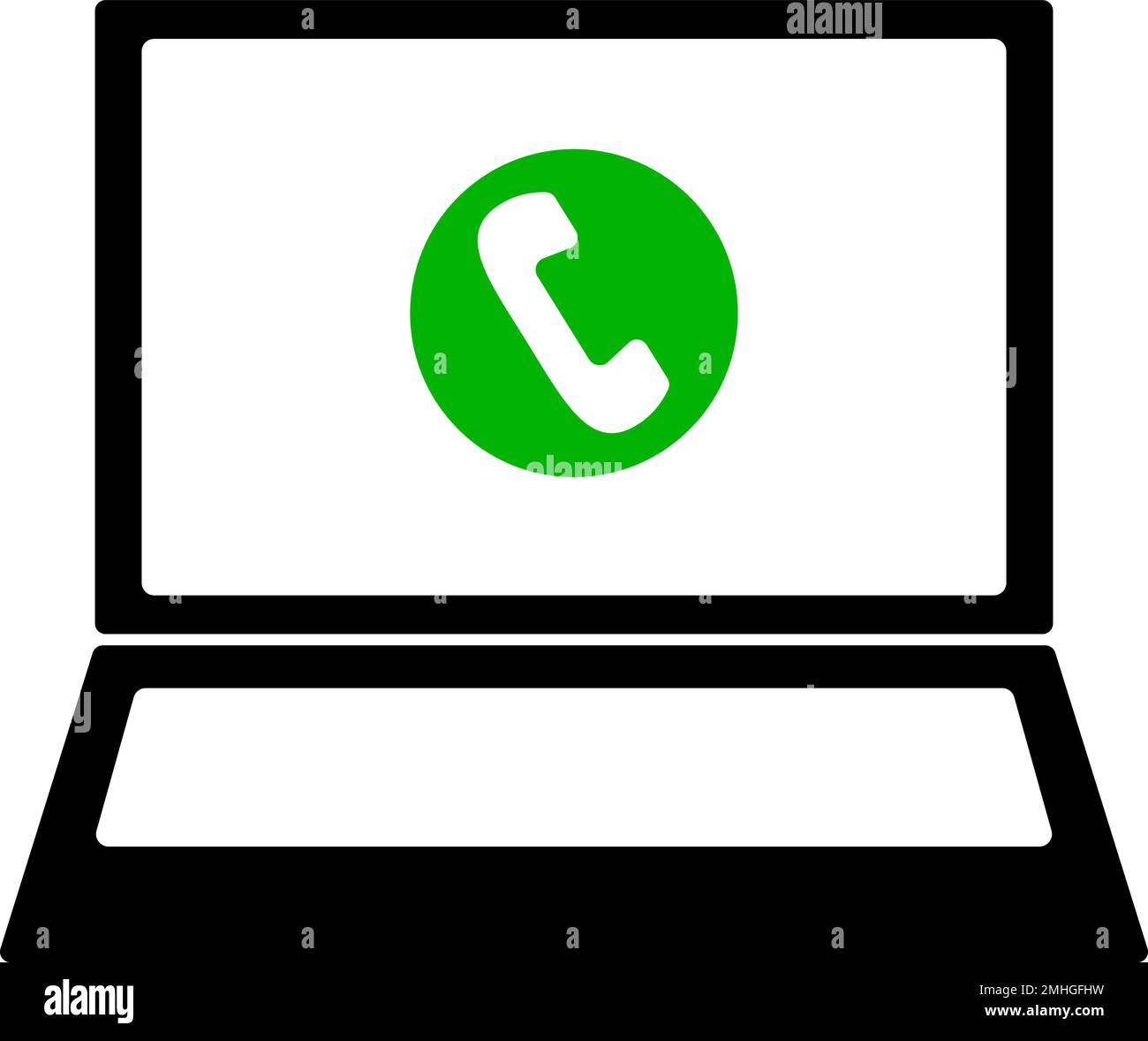 Icona di chiamata sul laptop. Icona del computer e del telefono. Vettore modificabile. Illustrazione Vettoriale