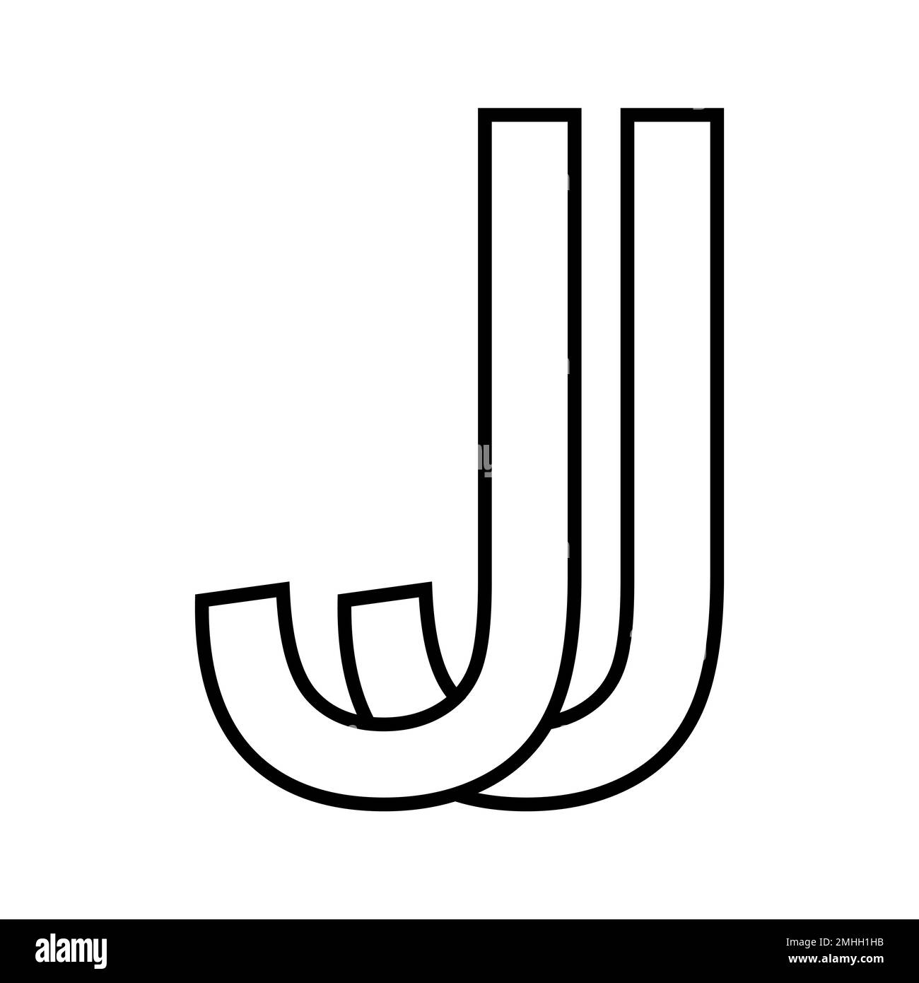 Logo segno j jj icona lettere doppie logotipo j Illustrazione Vettoriale