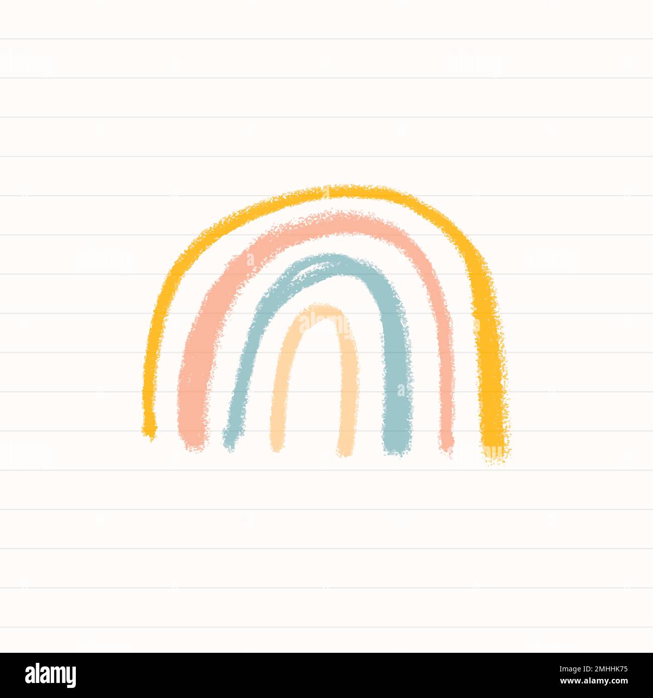 Diario vettore gesso rainbow disegnato a mano coccola carino per i bambini Illustrazione Vettoriale