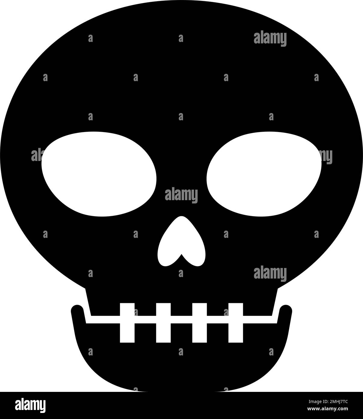 Icona della silhouette della testa del cranio. Vettore modificabile. Illustrazione Vettoriale