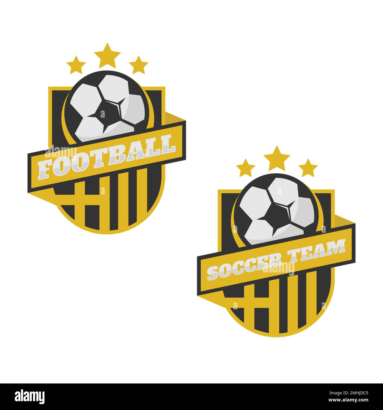 Immagine vettoriale del logo del calcio o della squadra di calcio. Football o calcio Club Logo Template Creator per Sports Team Vector Illustrazione Vettoriale