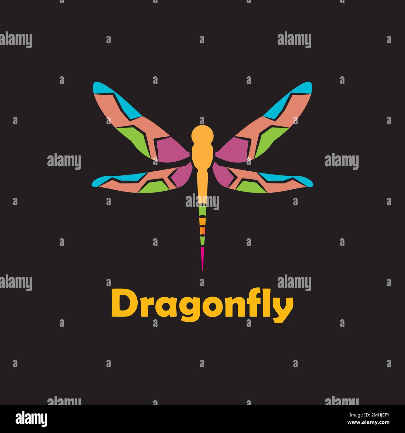 dragonfly logo vettore, illustrazione modello di disegno Illustrazione Vettoriale